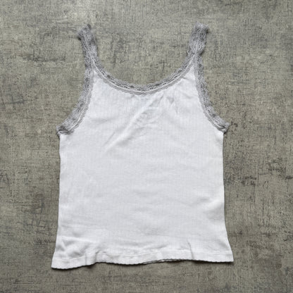 Brandy Melville Womens Cami Tank Top Size S White Grey        -A31