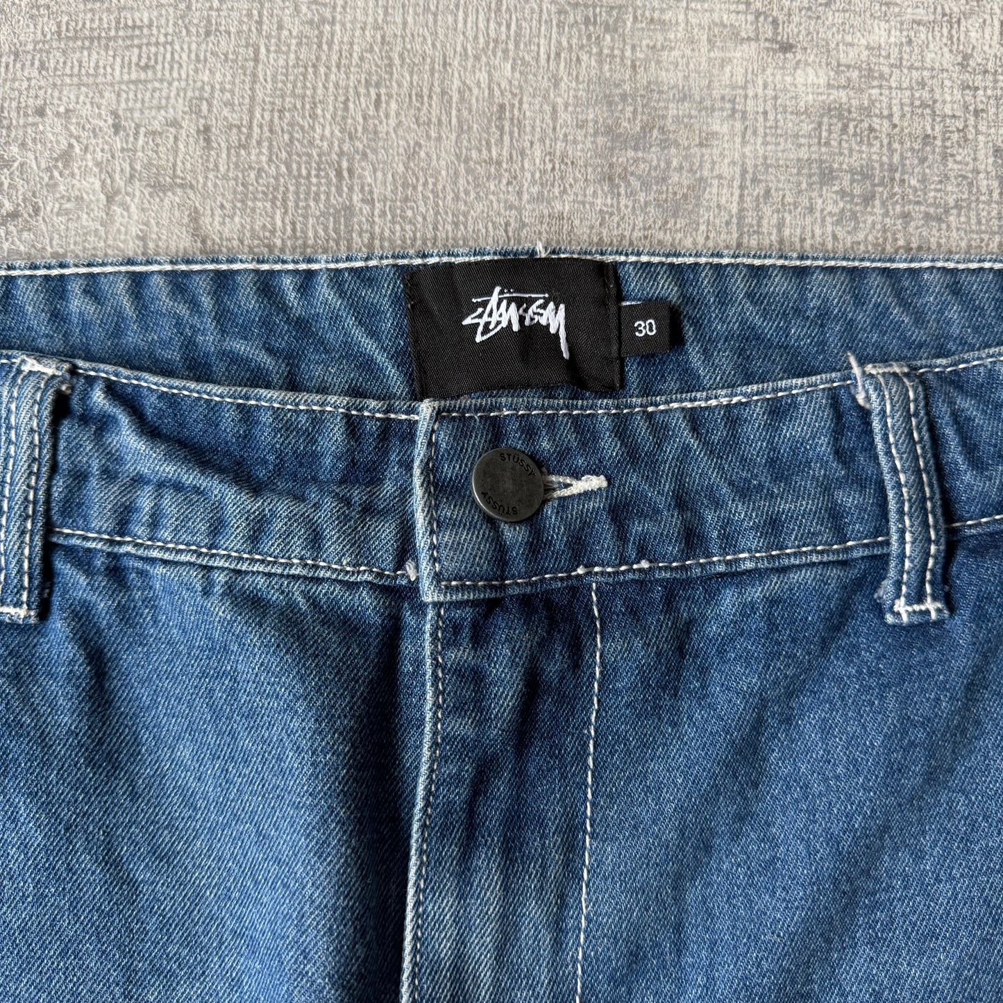 Stussy Baggy Blue Jeans Size 30 White Stitching                  -F8