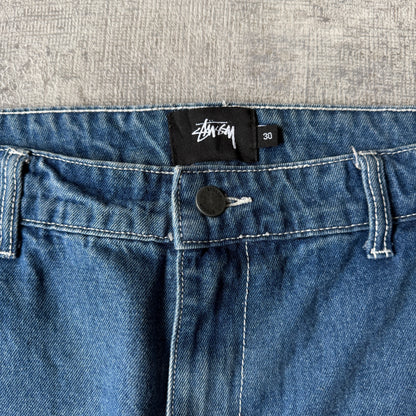 Stussy Baggy Blue Jeans Size 30 White Stitching                  -F8