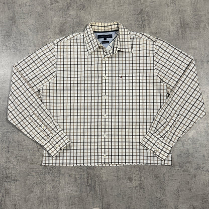 Tommy Hilfiger Plaid Cropped Button Up Shirt Size L Mens             -I4