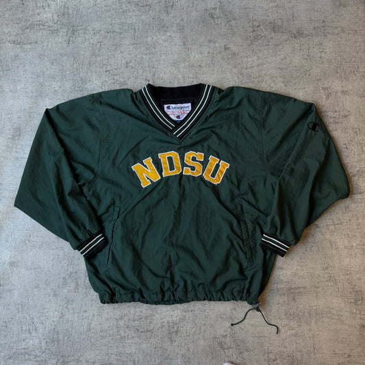 Vintage Champion Windbreaker Pullover Size S "NDSU" North Dakota UNI Green Jumper            -A38