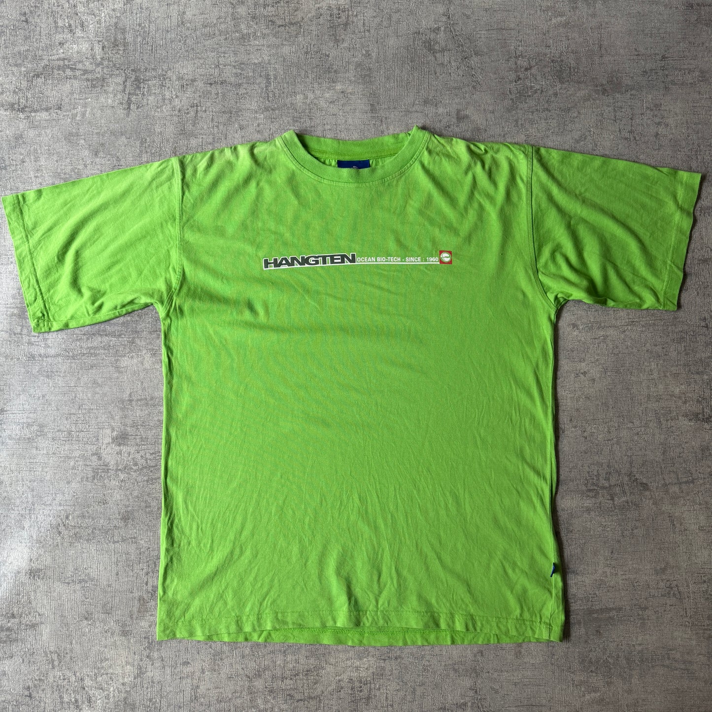 Hang Ten Y2K Graphic Surf T-Shirt Size L Mens Lime Green Tee                       -E52