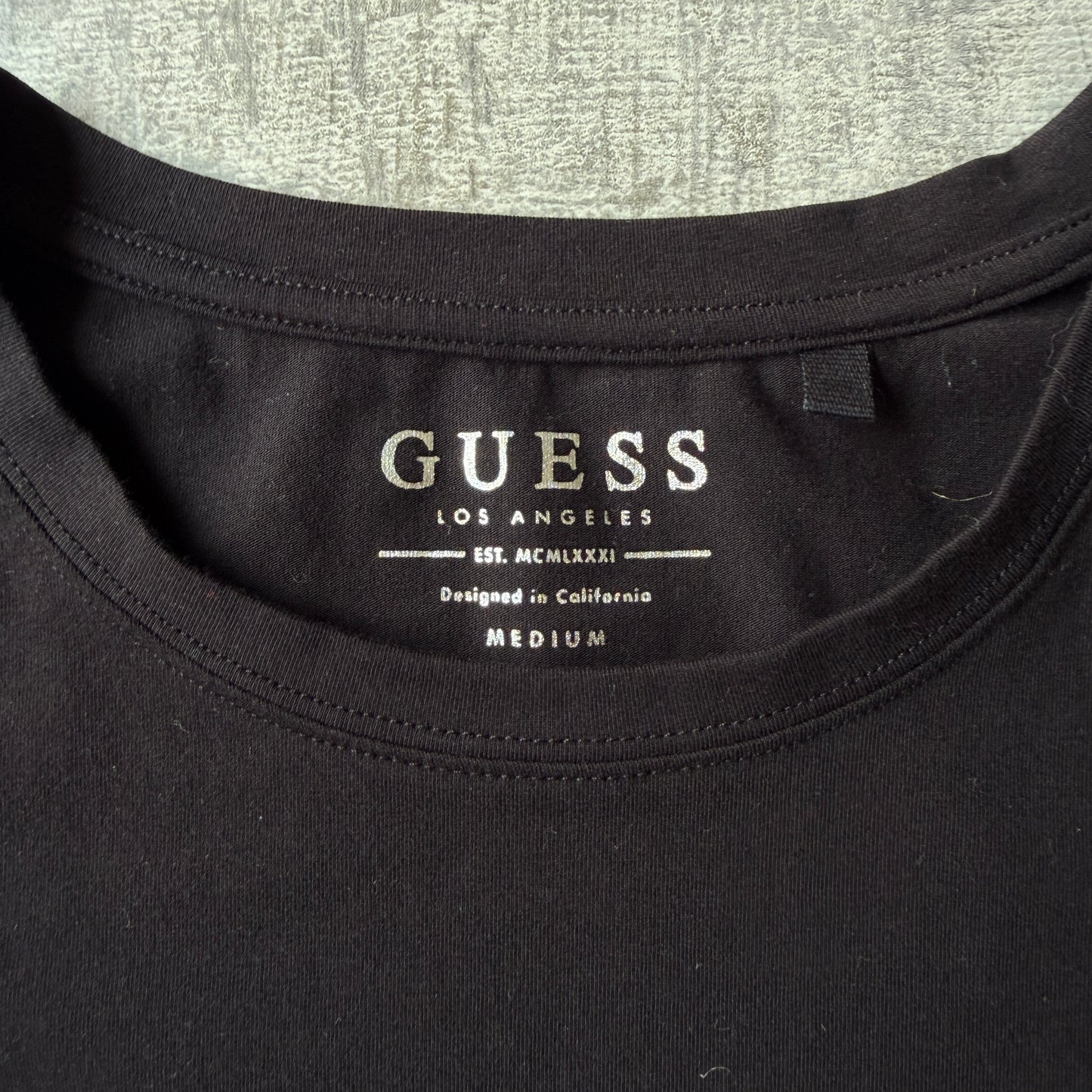GUESS Womens Y2K Sparkle Top Size M Womens Black Fitted Tee           -B27