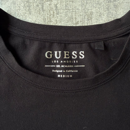 GUESS Womens Y2K Sparkle Top Size M Womens Black Fitted Tee           -B27