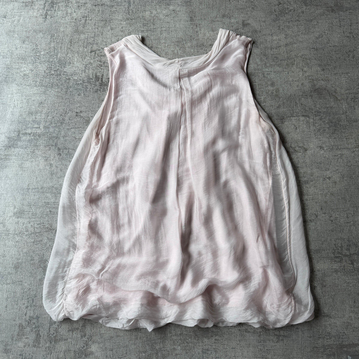 Made In Italy Pink Pastel Silk Ruffle Tunic Top Fits Size M-L Womens              -C41