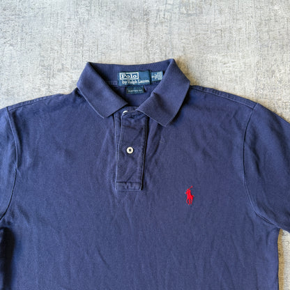 Polo Ralph Lauren Mens Slim Fit Navy Polo Shirt Size S Longline                 -D67