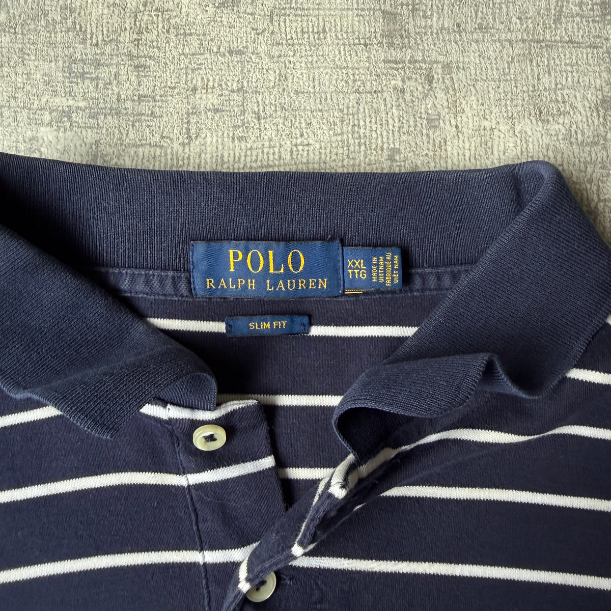 Polo Ralph Lauren Striped Polo Shirt Size XXL Mens Coloured Pony Navy/ White           -A34