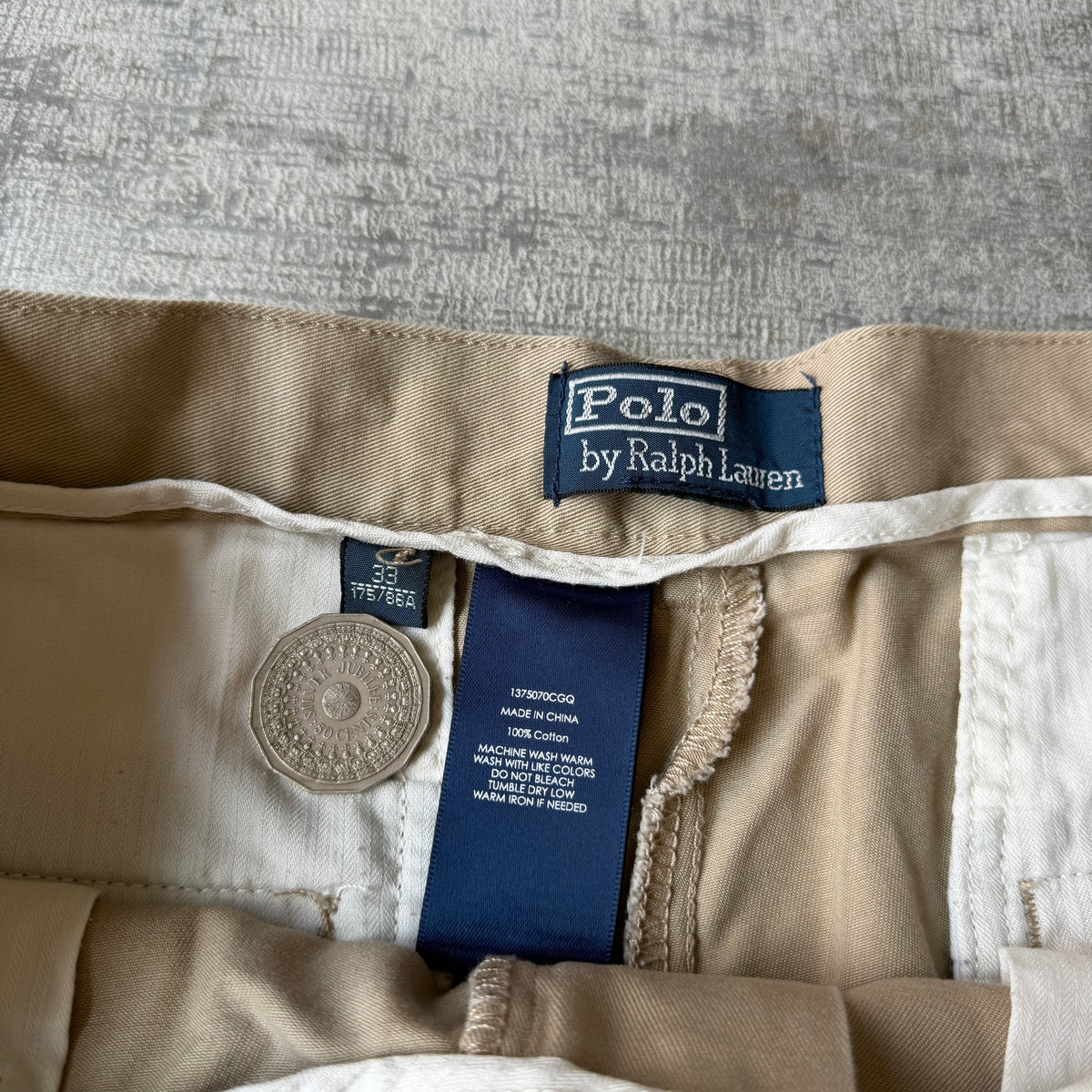 Polo Ralph Lauren Mens Cargo Shorts Size 33 Beige Tan Y2K            -D16