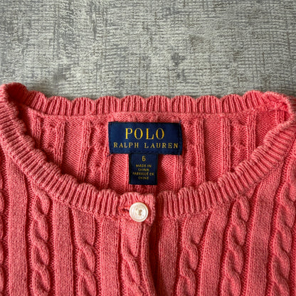Polo Ralph Lauren Classic Pink Cable Knit Top Size 6Y Fits XXS-XS Womens          -D47