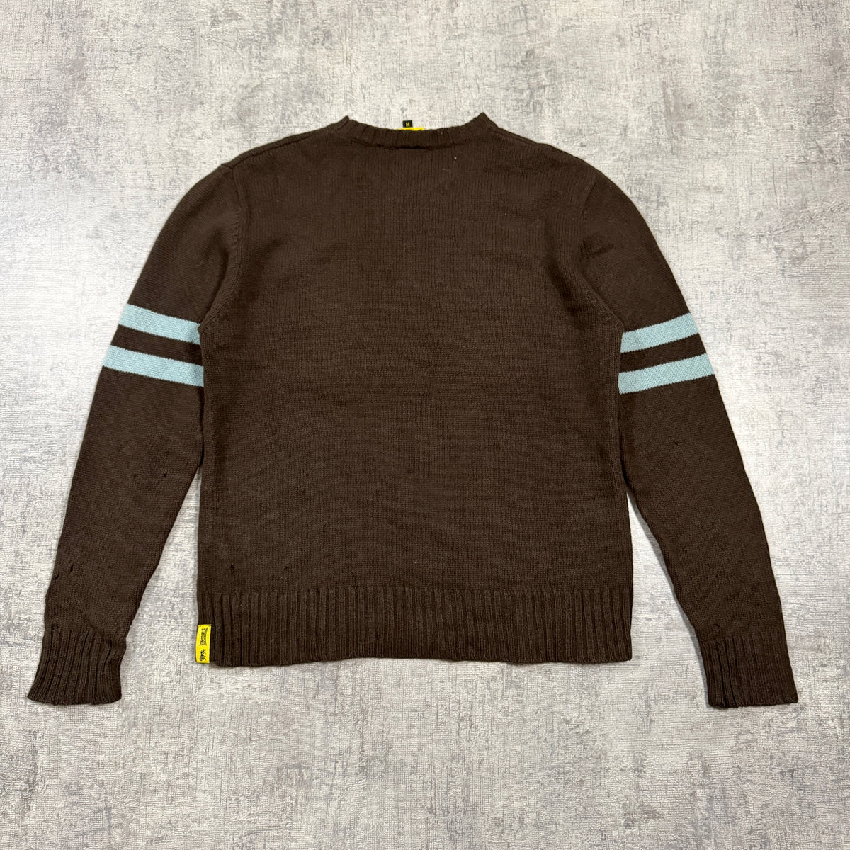 Lonsdale Y2K Knit Sweater Size M Mens Brown Light Blue Pullover          -I32