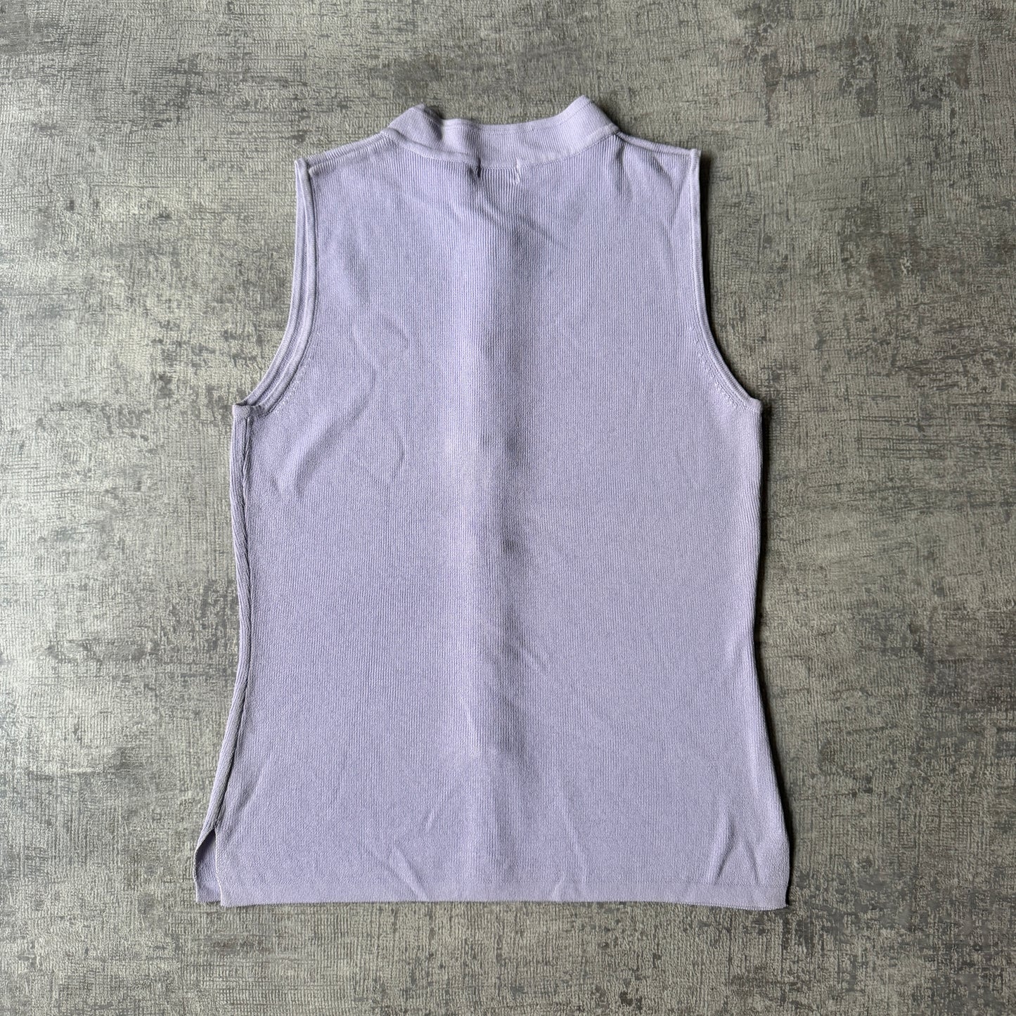 Vintage Womens Lavender Sleeveless Knit Top Size Fits S-M Made in Hong Kong           -F63