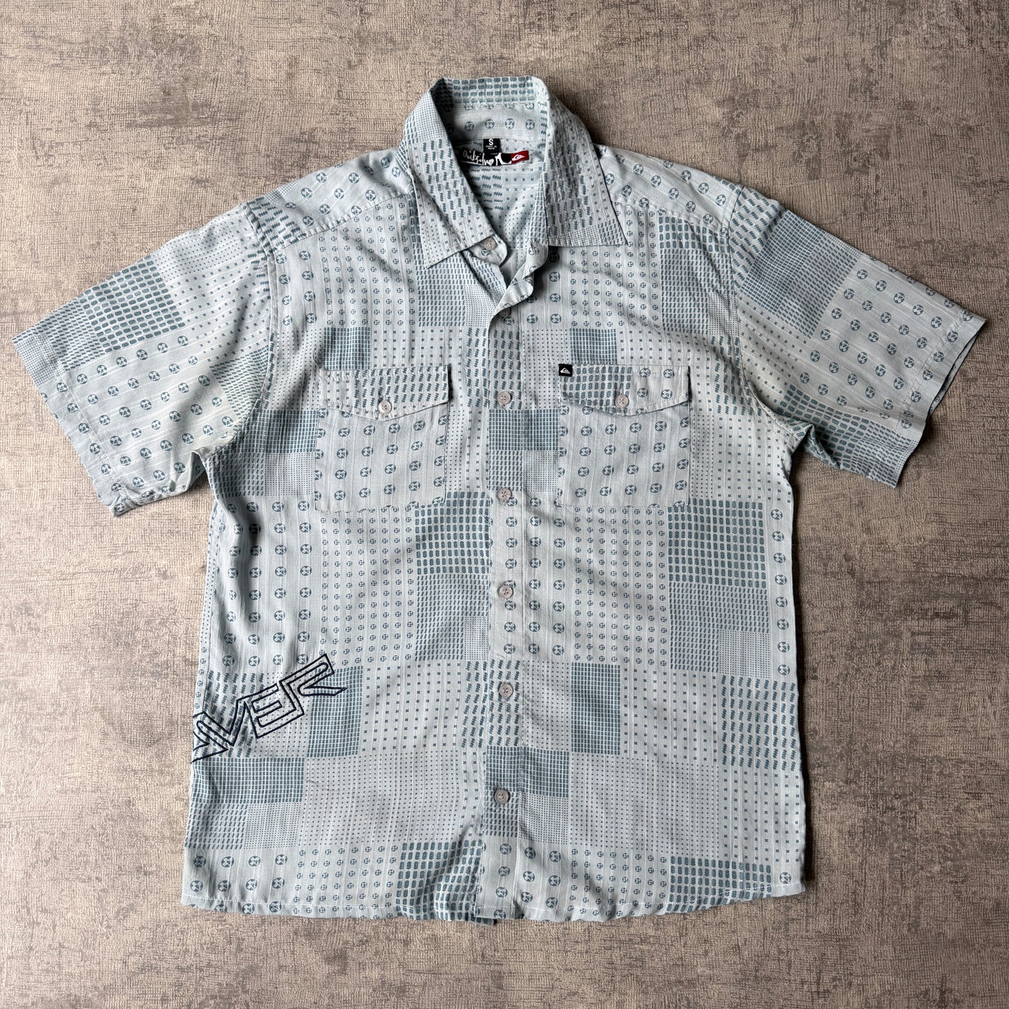 Quiksilver Y2K Mens Blue Button Up Shirt Size S Mens       -H5