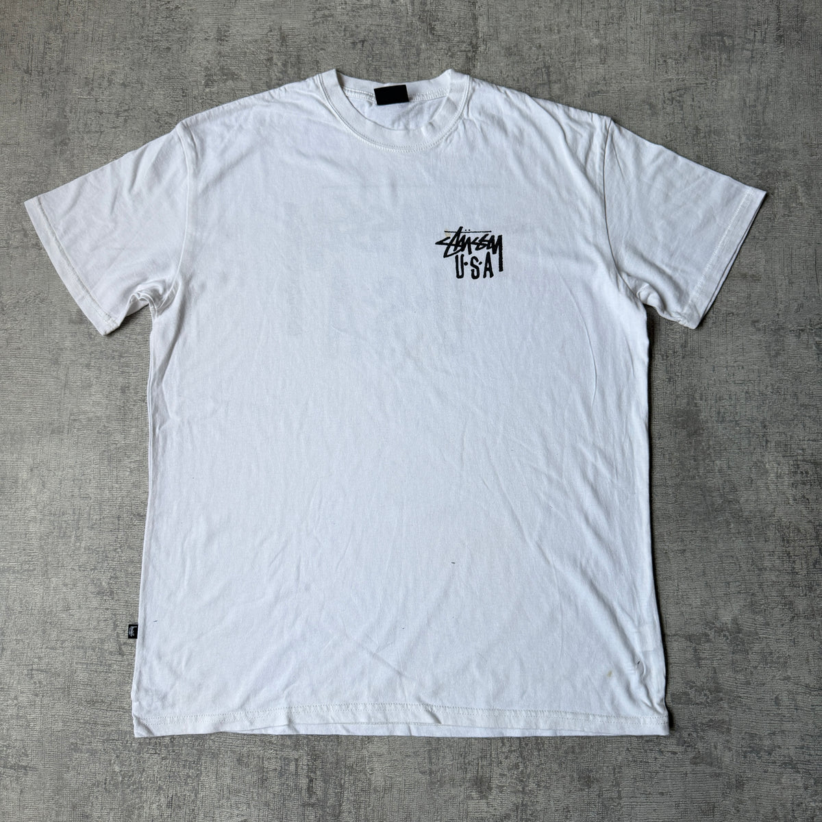 Stussy Australia White Tee Size M Mens Black Y2K Graphic      -G38