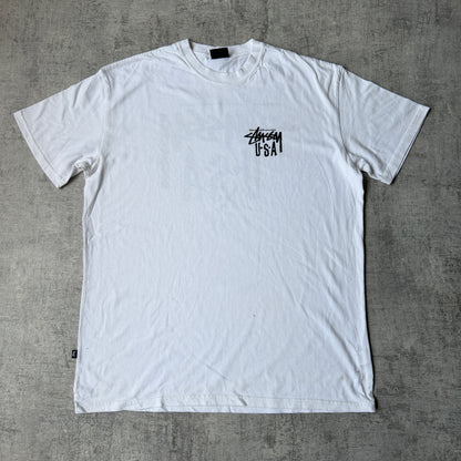 Stussy Australia White Tee Size M Mens Black Y2K Graphic      -G38