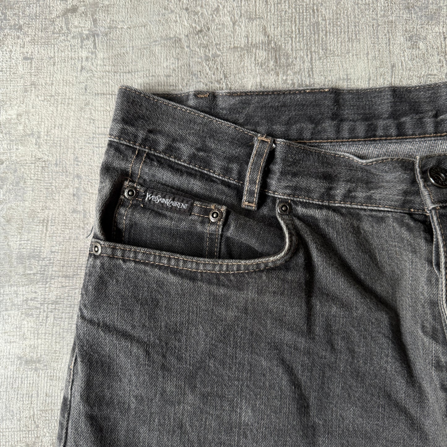 YSL Mens Black Denim Jeans Size W34 L30 Straight Leg Jeans         -D18