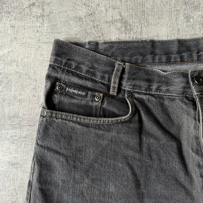 YSL Mens Black Denim Jeans Size W34 L30 Straight Leg Jeans         -D18