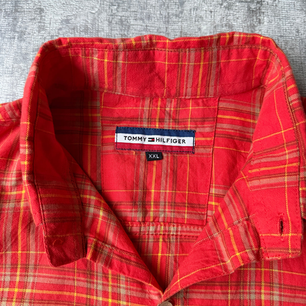 Tommy Hilfiger Orange Plaid Cropped Long Sleeve Button Up Size XXL              -G15