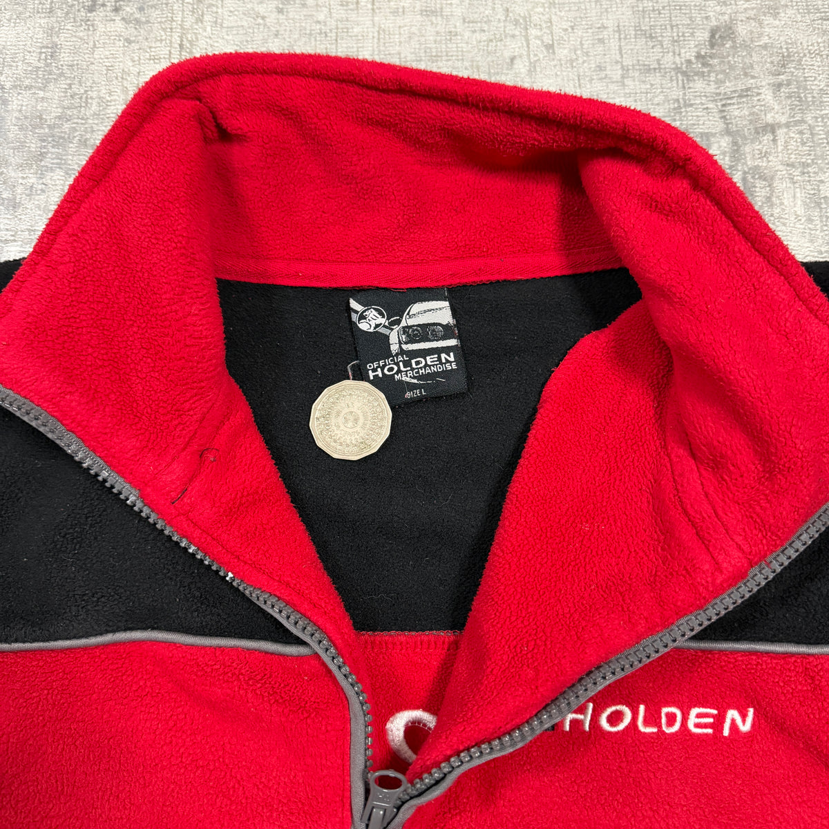 Vintage Holden Racing Fleece Quarter Zip Jumper Size L Mens Red Black Pullover         -I33