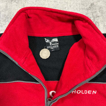 Vintage Holden Racing Fleece Quarter Zip Jumper Size L Mens Red Black Pullover         -I33