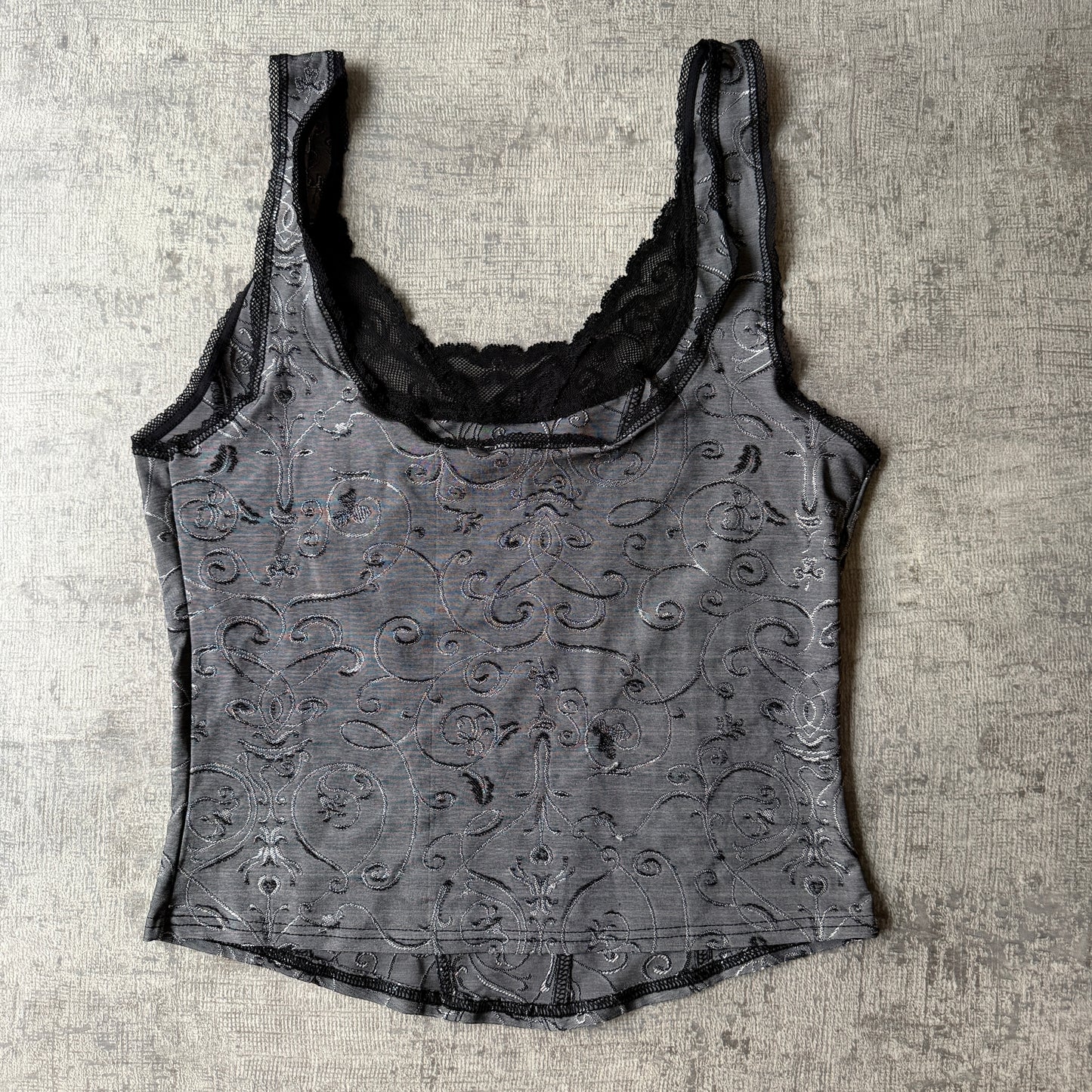 Thanne Womens Y2K Black Lace Cami Top Size S Tank               -F58