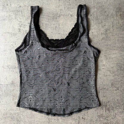 Thanne Womens Y2K Black Lace Cami Top Size S Tank               -F58