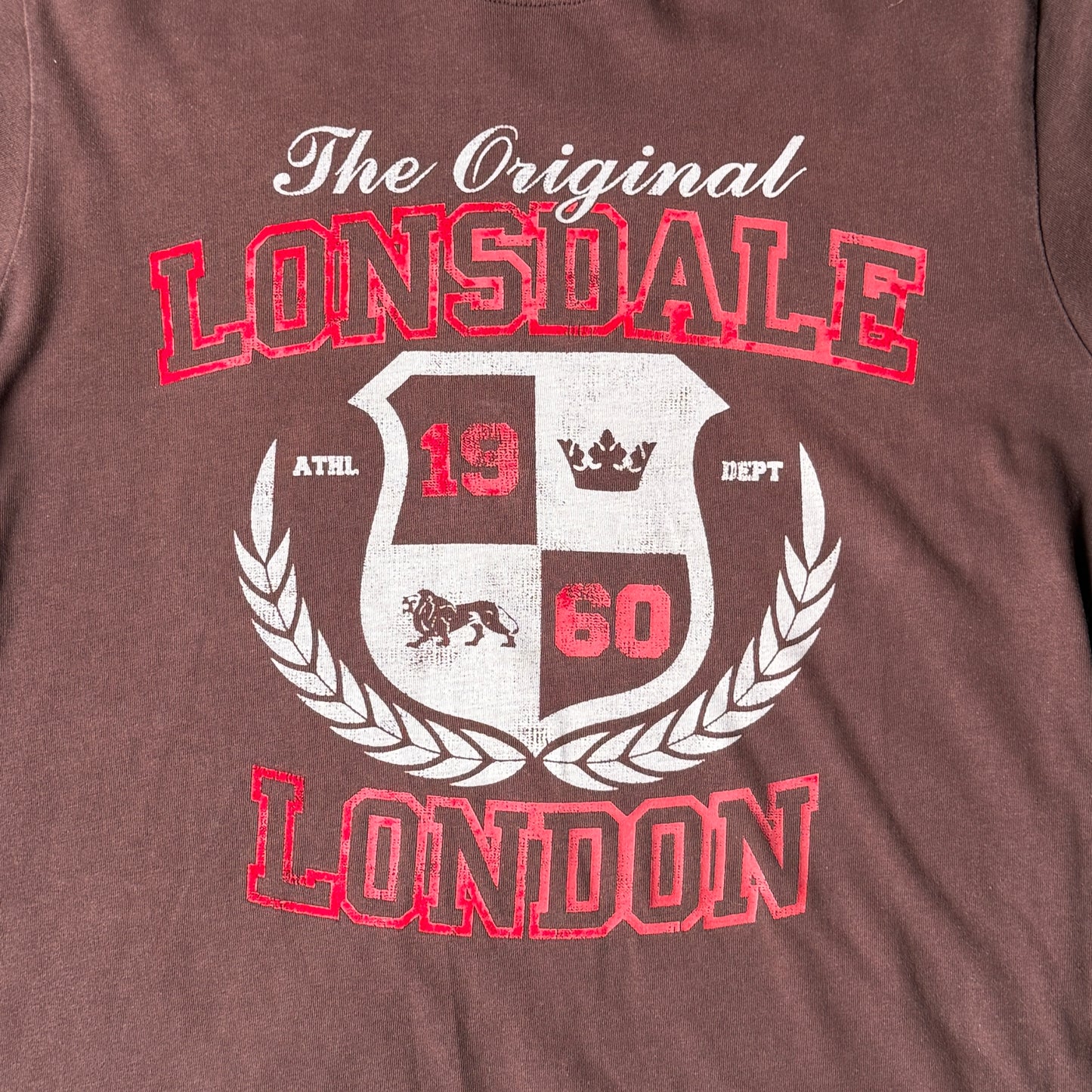 Lonsdale Y2K Brown Graphic T shirt Size S Mens Short Sleeve       -A33