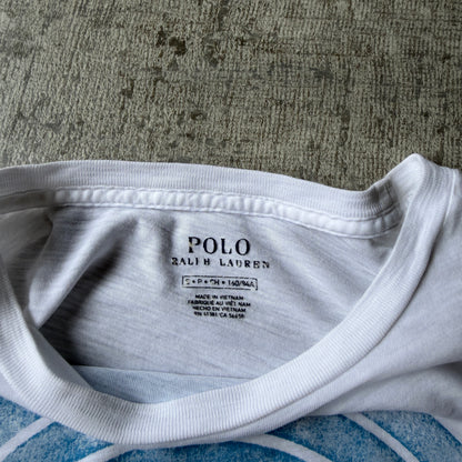 Polo Ralph Lauren White Graphic T-Shirt Size S Womens RL & Co              -C43