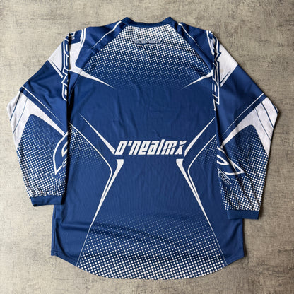 O’Neal Y2K Moto Cross Jersey Top Size L Mens Blue White Top     -H10