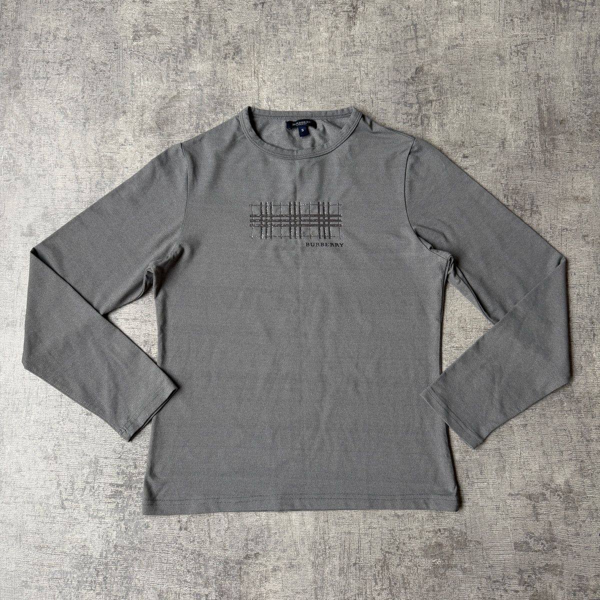 Burberry London Womens Y2K Tight Fit Long Sleeve Top Size S Womens Glitter Graphic      -G68