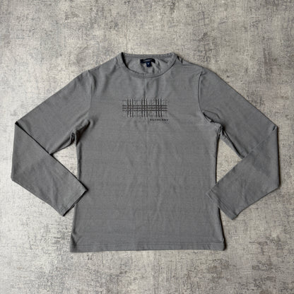Burberry London Womens Y2K Tight Fit Long Sleeve Top Size S Womens Glitter Graphic      -G68