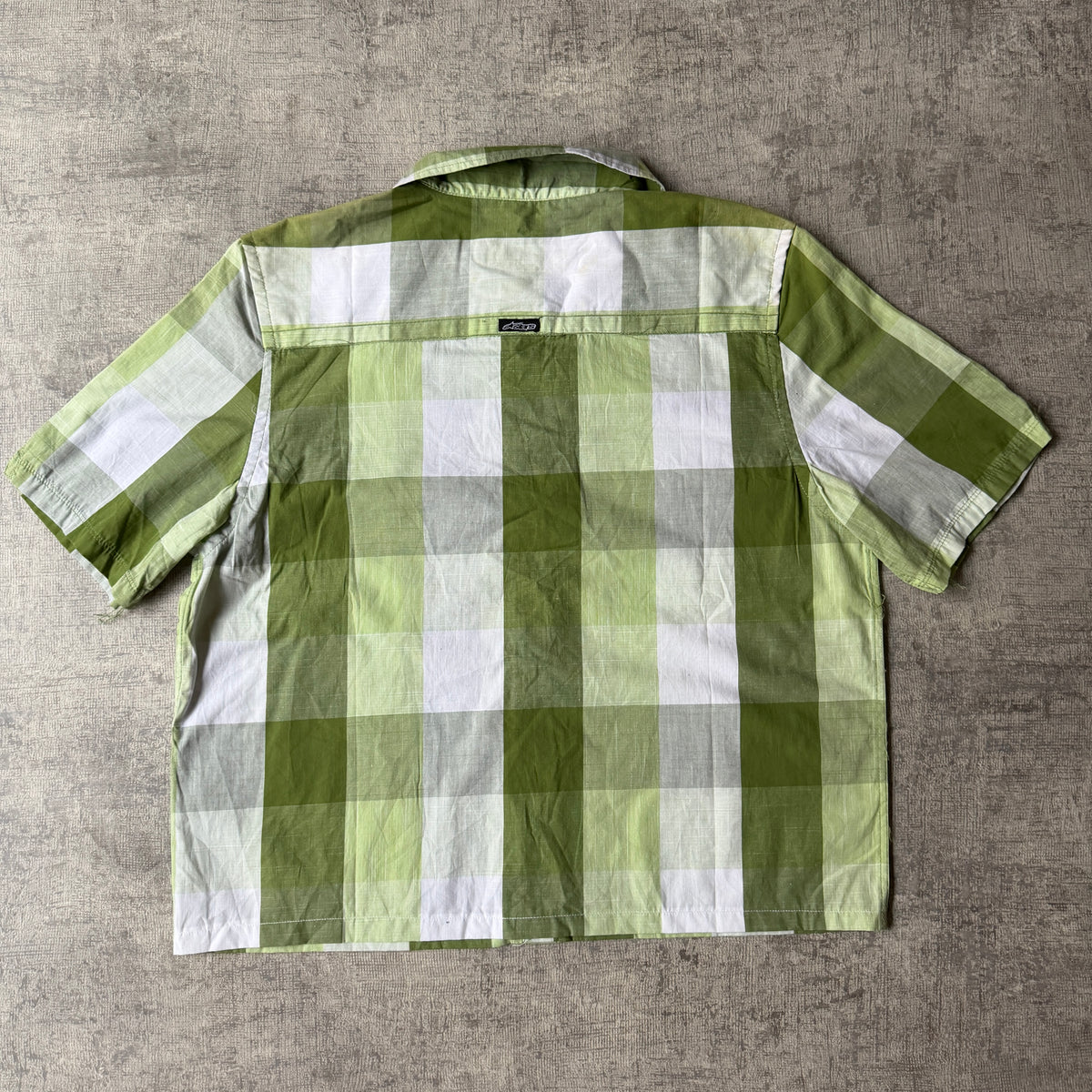 Alpinestars Green Cropped Button Up Shirt Size M Mens Short Sleeve                -F16
