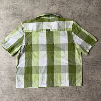 Alpinestars Green Cropped Button Up Shirt Size M Mens Short Sleeve                -F16