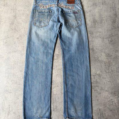Replay Y2K Blue Jeans Size 37 Light Blue Washed Denim                 -E2