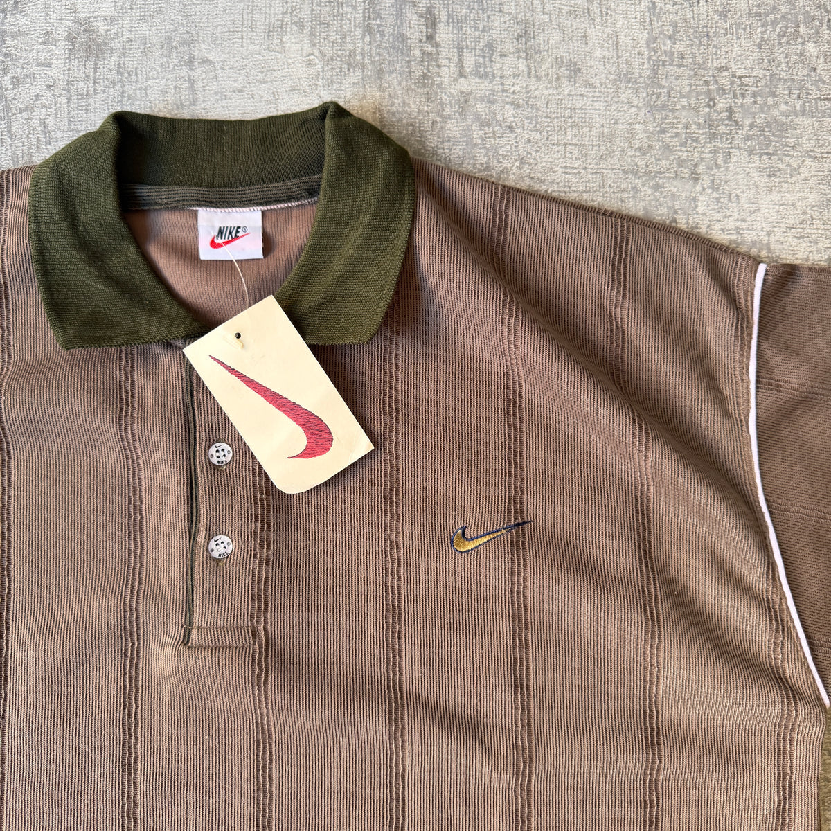 Nike Vintage Brown Polo Shirt Size L/XL Mens Deadstock Top                 -D65