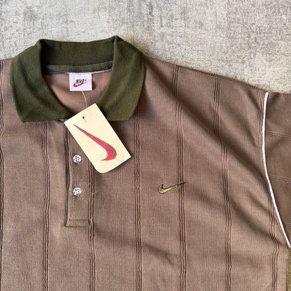 Nike Vintage Brown Polo Shirt Size L/XL Mens Deadstock Top                 -D65