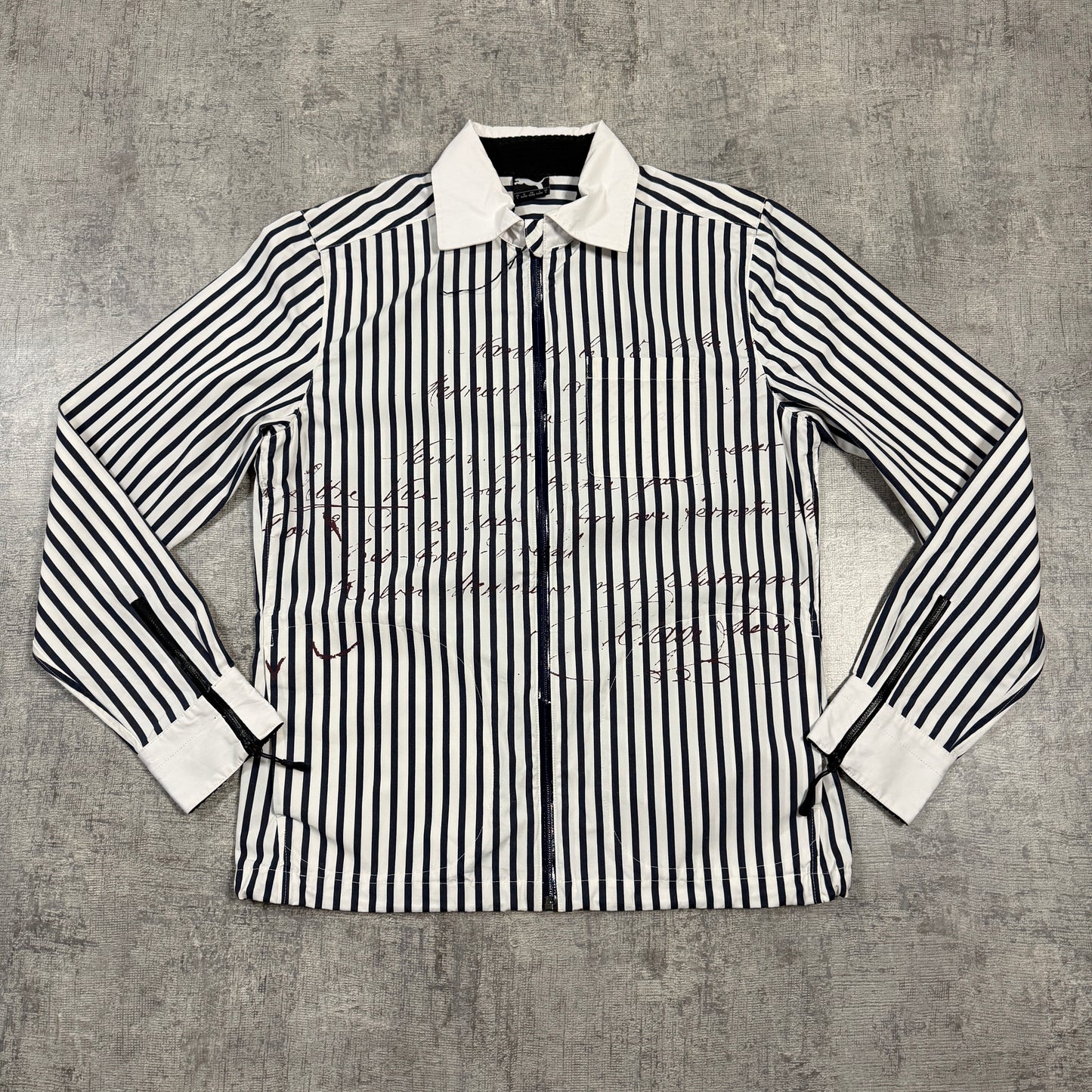 Puma Pinstripe Lightweight Jacket Size L Mens White Navy Y2K      -I26