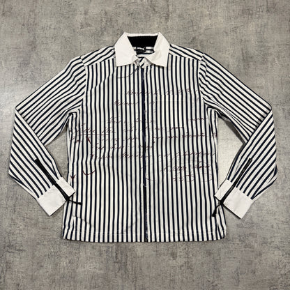 Puma Pinstripe Lightweight Jacket Size L Mens White Navy Y2K      -I26