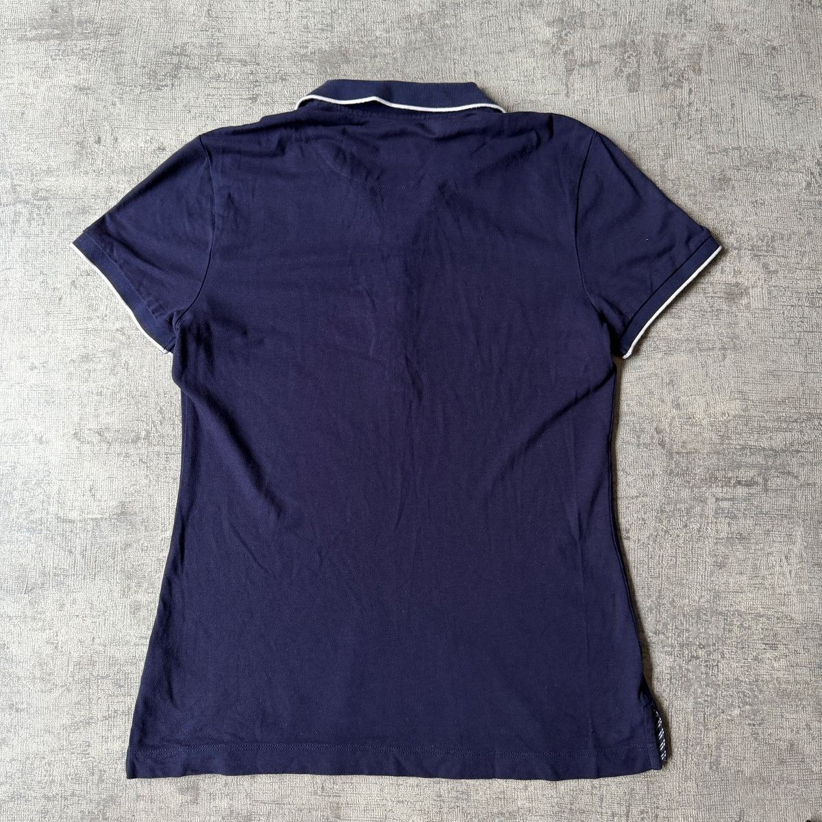 Nautica Womens Navy Blue Polo Shirt Size L Fitted Y2K            -F65