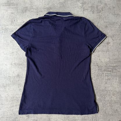 Nautica Womens Navy Blue Polo Shirt Size L Fitted Y2K            -F65
