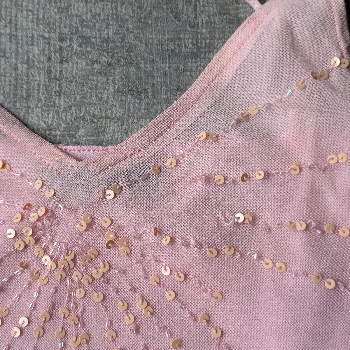 Tightrope Y2K Pink Sequin Cami Top Size 8 Womens            -C48