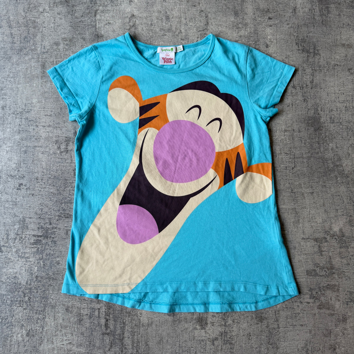 Tigger Light Blue Graphic Womens Baby Tee Size Fits XS-S Womens        -H57