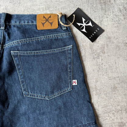 Hornee Y2K Deadstock Motorcycle Jeans Size 30 Dark Blue Denim Straight Leg NWTs         -H11