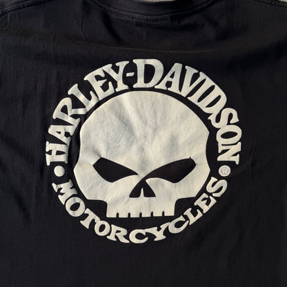 Harley Davidson Black Y2K Skull Graphic T-Shirt Size L Mens Tee                   -D63