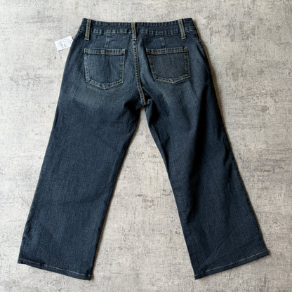 Jeanswear Y2K Baggy Capris Size W28 Dark Blue Denim NWT's              -C2