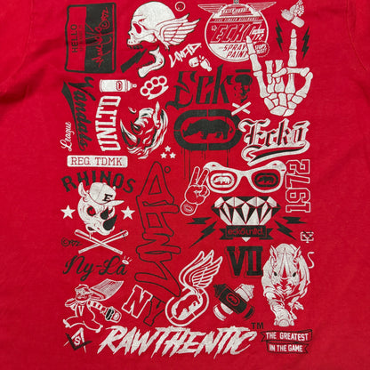 Ecko Unltd Red Y2K Graphic T-Shirt Size L Mens           -F50