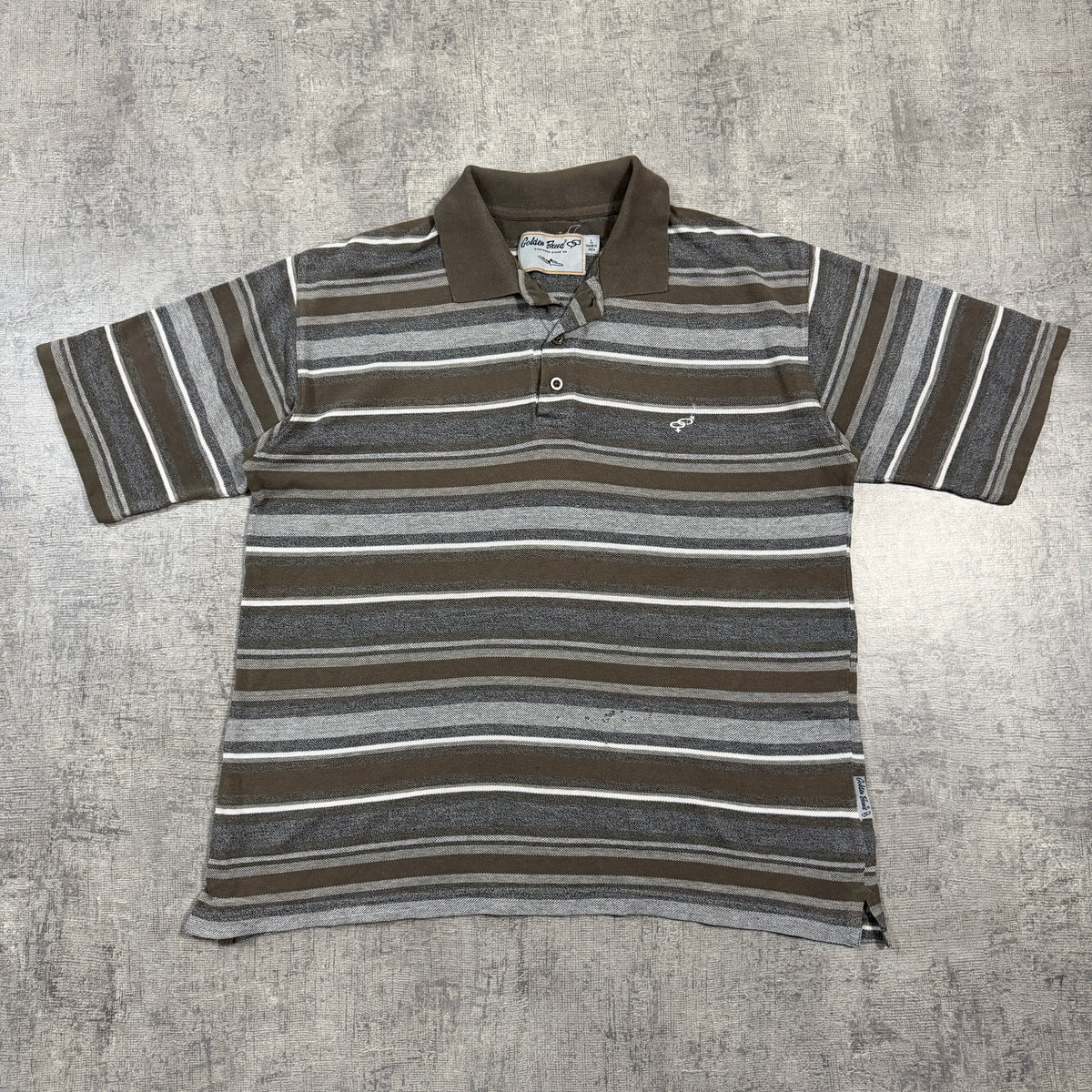 Golden Breed Vintage Striped Surf Polo Shirt Size L Mens                        -I67