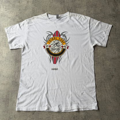 Tribal Surf Y2K Graphic T-Shirt Size L Mens White Tee                        -B15