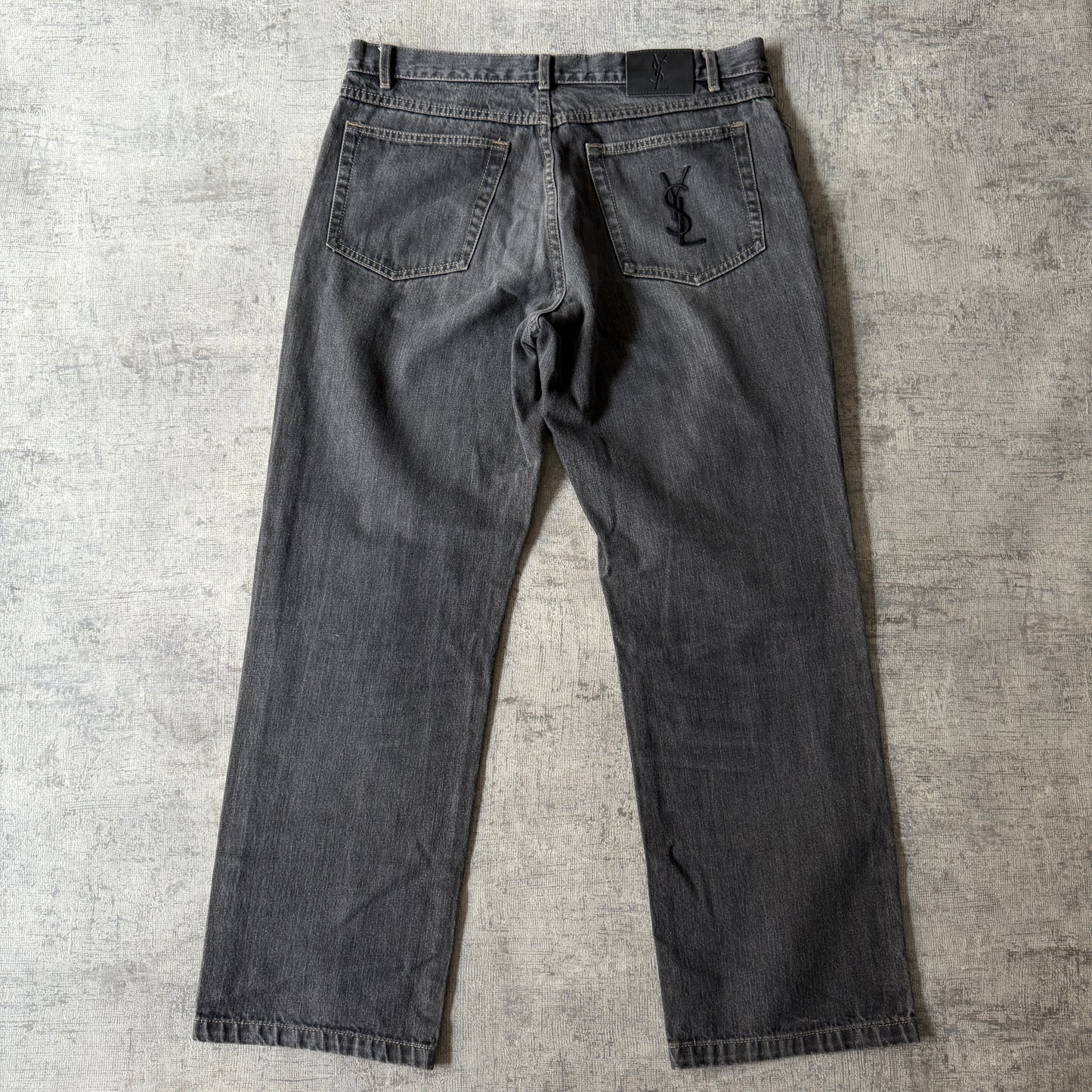 YSL Mens Black Denim Jeans Size W34 L30 Straight Leg Jeans         -D18