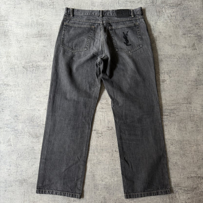 YSL Mens Black Denim Jeans Size W34 L30 Straight Leg Jeans         -D18