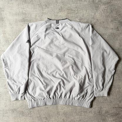 Vintage Adidas Windbreaker Pullover Size 2XL Mens Light Grey V-Neck                 -F30
